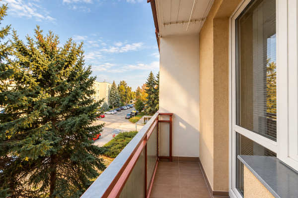 Uklizený Balkon S Výhledem Na čtvrť